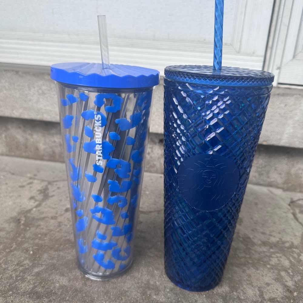 Starbucks acrylic and jeweled blue 24oz tumblers